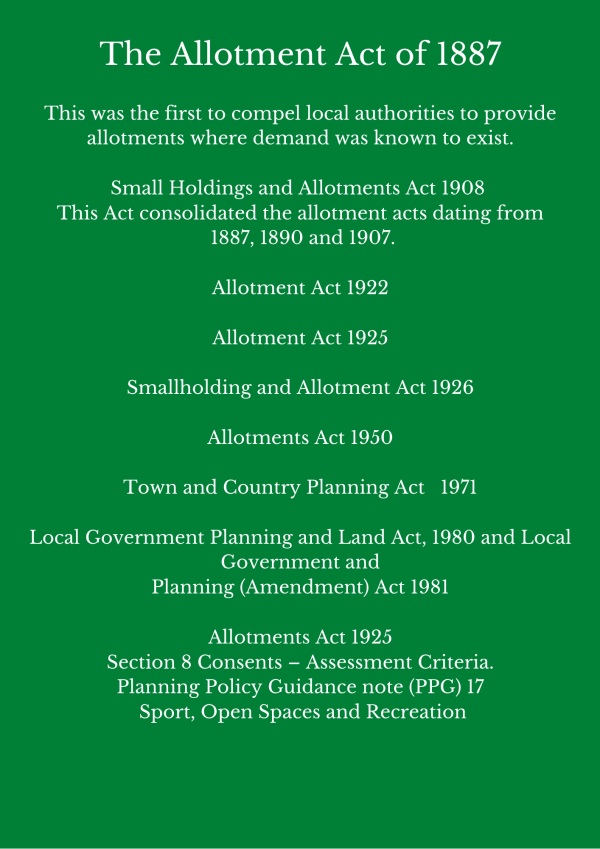 The Allotment Act of 1887 Small Holdings and Allotments Act 1908